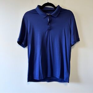 UNTUCKit Men's Medium Damaschino Navy Polo Shirt wrinkle Resistant Supima Cotton